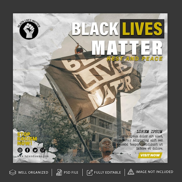 Black lives matter post instagram o modello di copertina