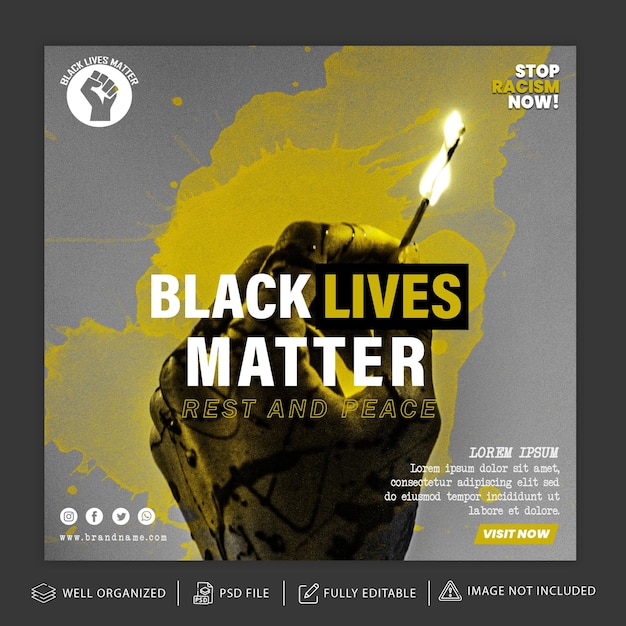 PSD black lives matter 인스타그램 게시물 또는 표지 템플릿