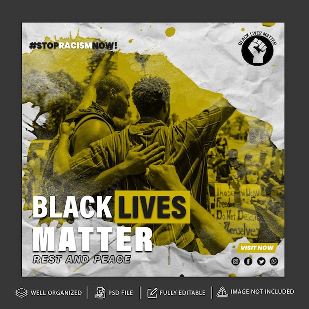 PSD black lives matter 인스타그램 게시물 또는 표지 템플릿