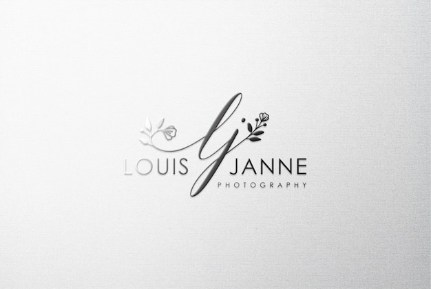 PSD black logo mockup on white canvas