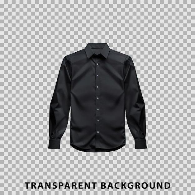 PSD mockup di camicia nera a maniche lunghe isolato su sfondo trasparente