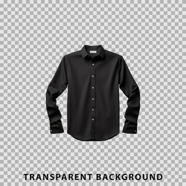 PSD mockup di camicia nera a maniche lunghe isolato su sfondo trasparente