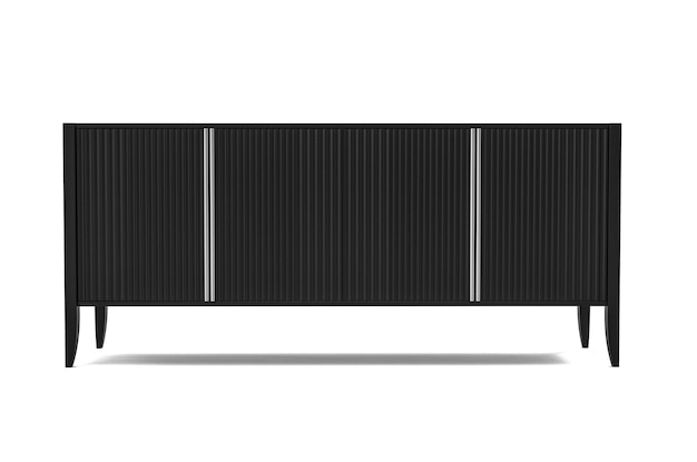 Black luxury and modern dresser isolated on white background Black furniture for home interior