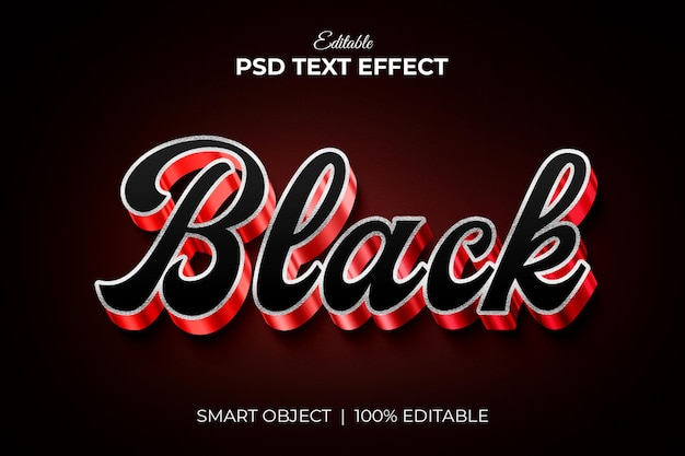 Mockup di effetto testo modificabile 3d rosso di lusso nero psd premium