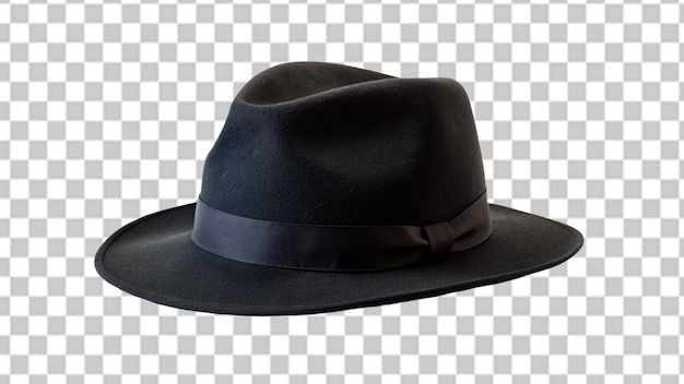 PSD black male felt hat isolated on transparent background