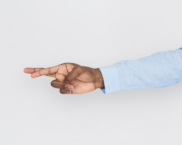 Black man doing finger gesture