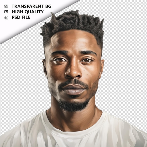 PSD black man drawing ultra realistic style white background