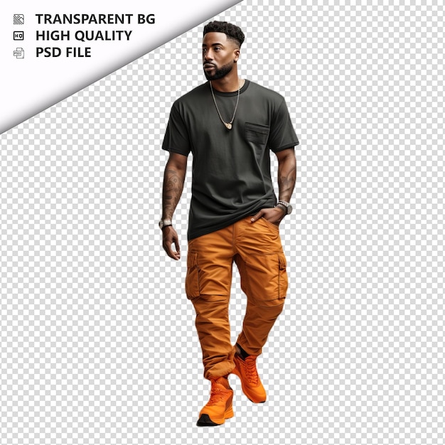 PSD black man exploring ultra realistic style white backgroun