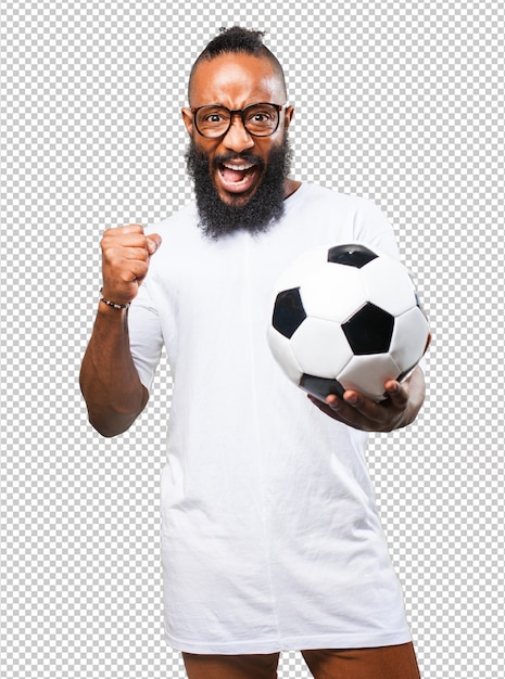 Black man holding a soccer ball