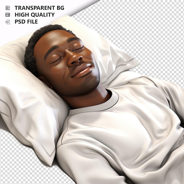 Black man napping 3d cartoon style white background isola