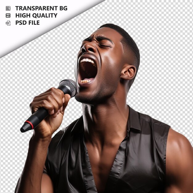 PSD black man singing ultra realistic style white background