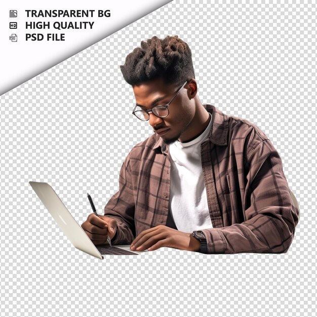 PSD black man studying ultra realistic style white background