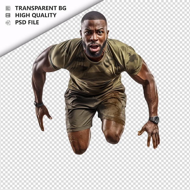 PSD black man training ultra realistic style white background