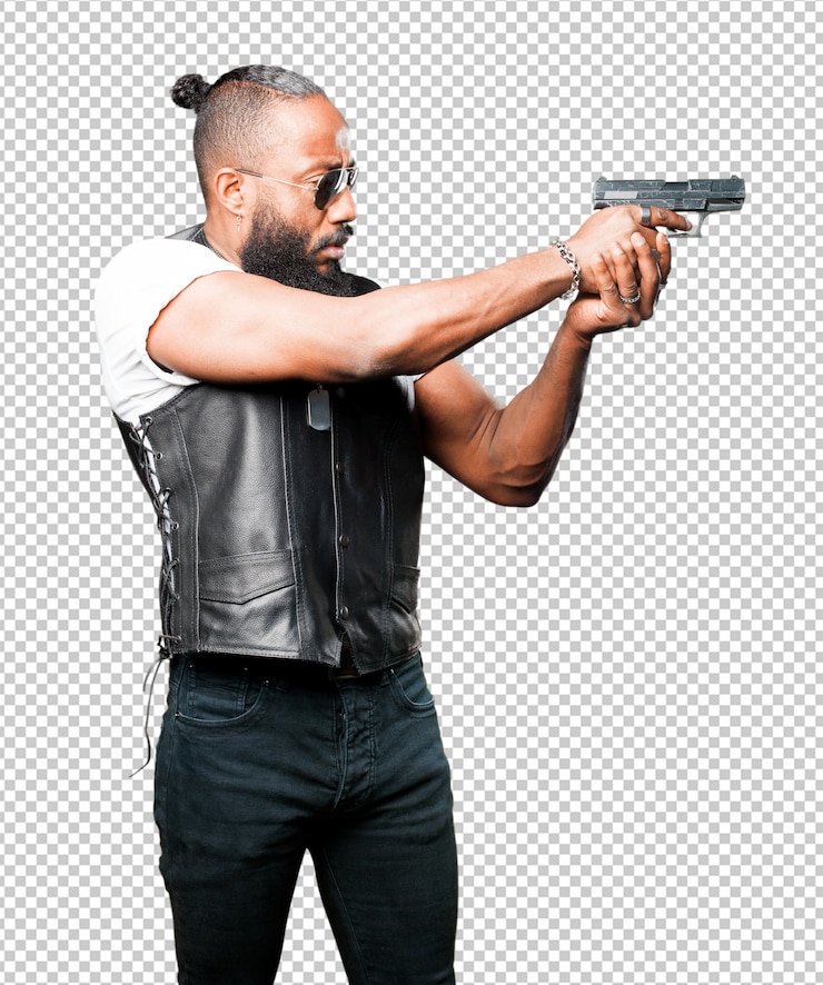 PSD black man using a pop gun