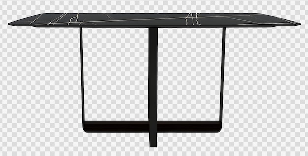 Black marble and iron table on transparent background. 3d rendering