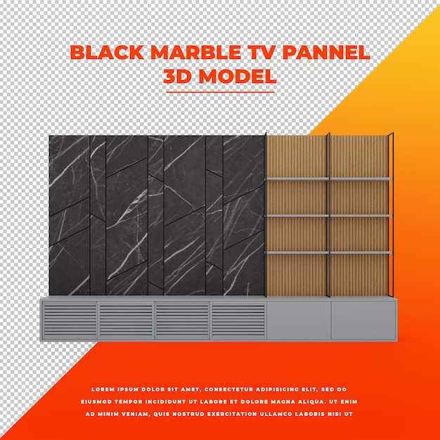 PSD black marble tv pannel