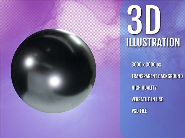 Black metal ball 3d render