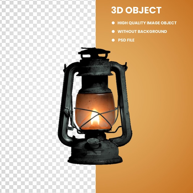 PSD black metal camp lantern old lamp realistic lantern old style