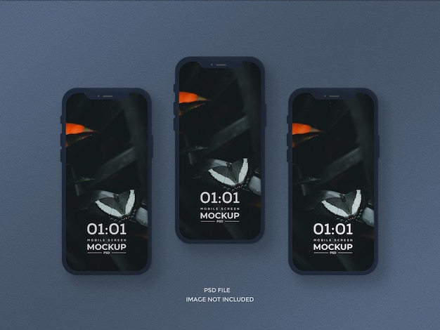 Black mobile phone screen mockup