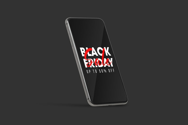 Black mobile smartphone with black friday campaign mockup