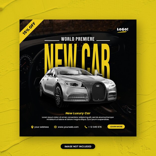 Black modern world premiere car promotion instagram post template