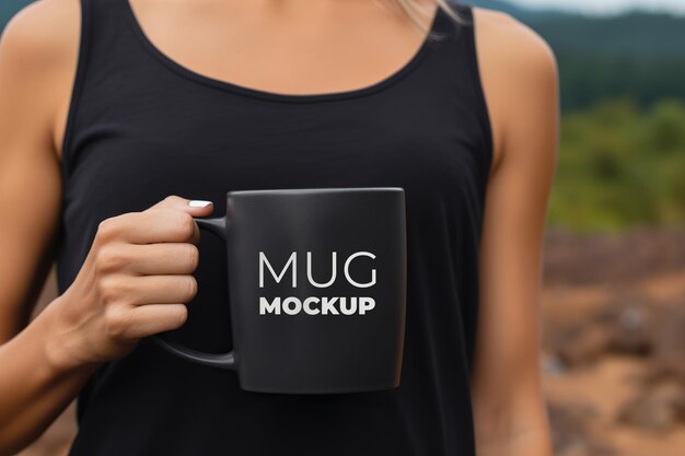 Black Mug In Hand Mockup