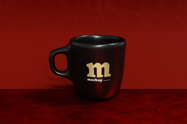 Black mug mockup isolated