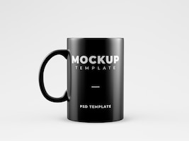 Black mug mockup template