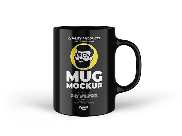 Black mug mockup template