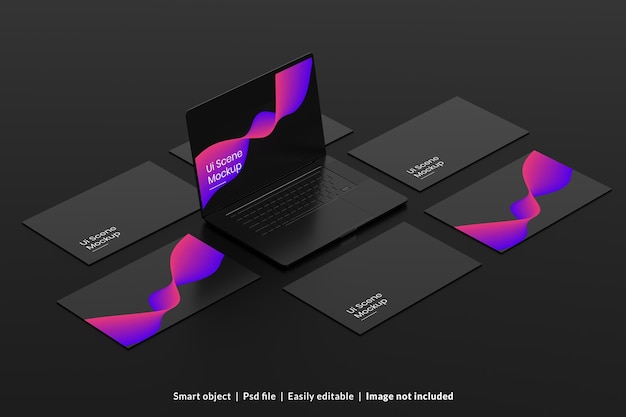 PSD black multi devices 반응형 목업