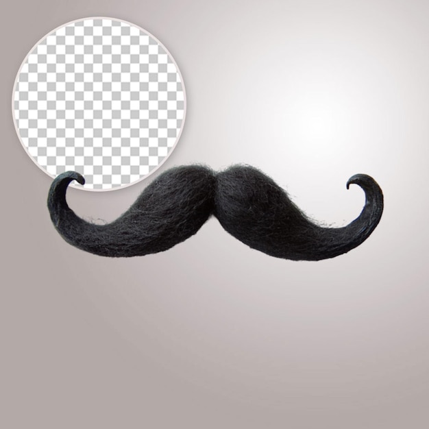 A black mustache and beared on transparent background