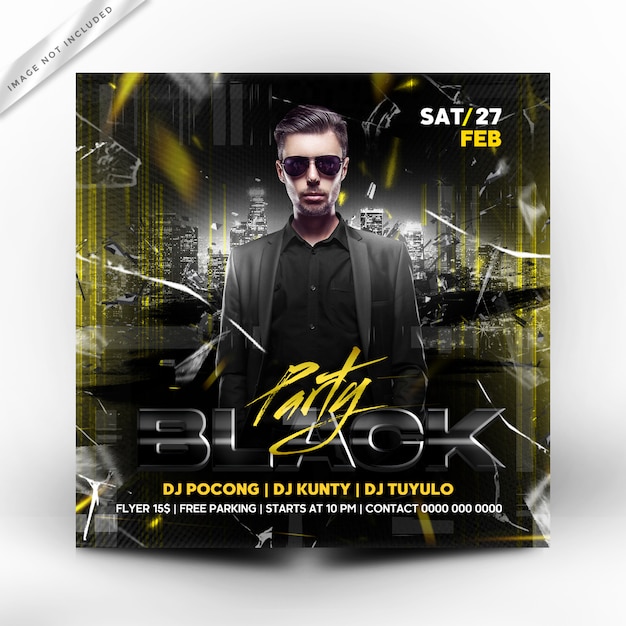 Black night party flyer template