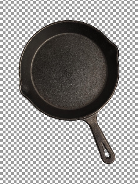 black nonstick frying pan isolated on transparent background