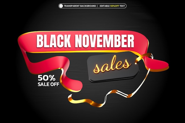 Sconto di novembre nero con effetto testo modificabile