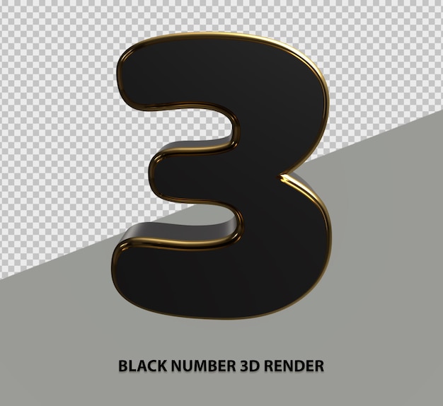 PSD rendering 3d di numeri neri