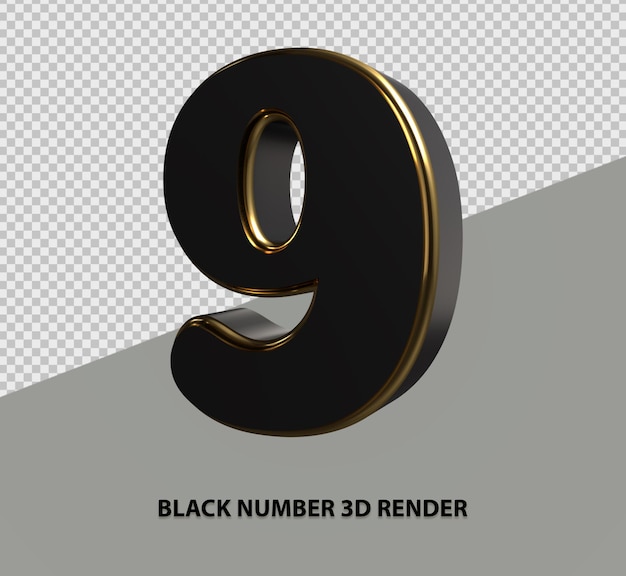 PSD rendering 3d di numeri neri