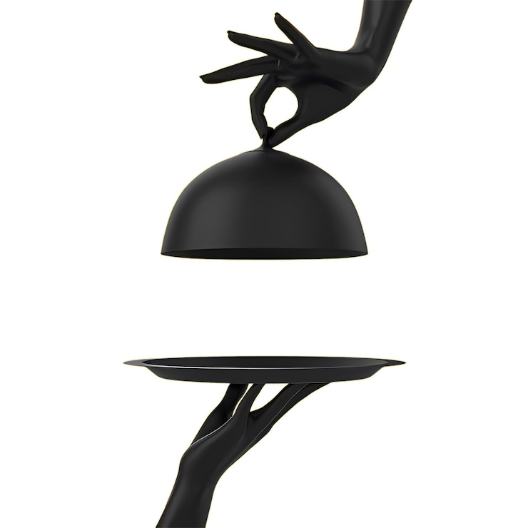PSD black objects with hands on a plate and one that says hand