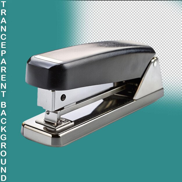 Black office stapler isolated on transparent background