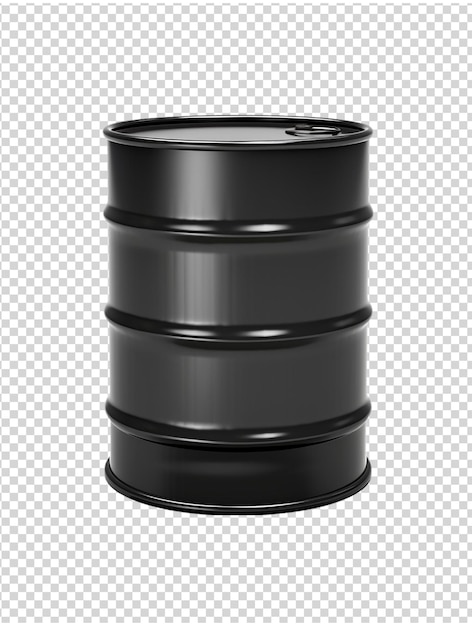 PSD black oil barrel isolated on transparent background