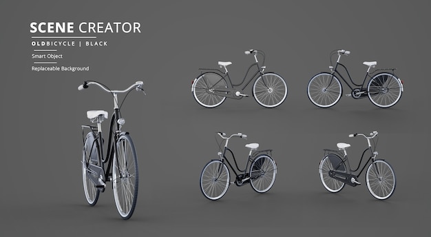 Black old bicycle model scene creator