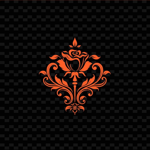 PSD a black and orange design of a flower on a black background