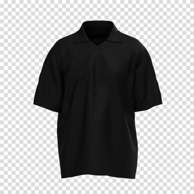 black oversized polo shirt 3d mockup transparent background