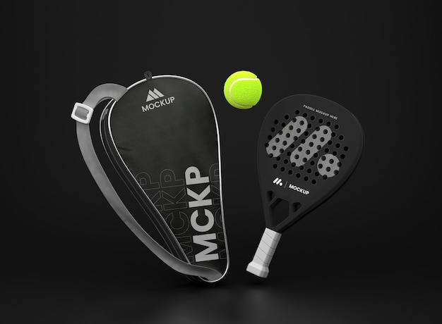 Black paddle bag and ball mockup