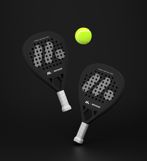 PSD black paddles and ball mockup