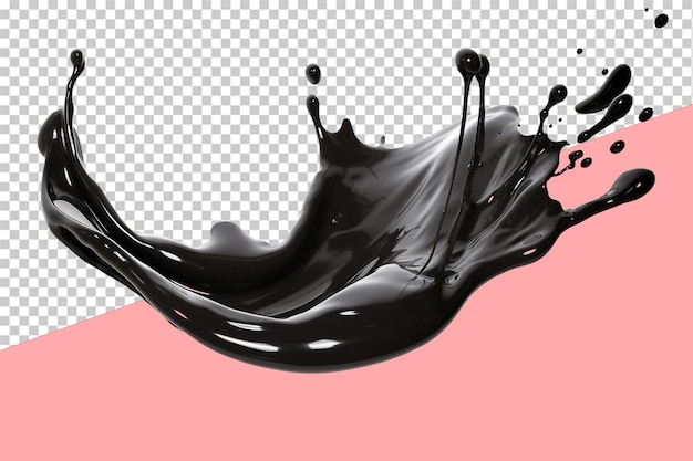 PSD black paint pour isolated object transparent background