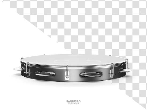 Black pandeiro instrument 3d render for brazilian carnival