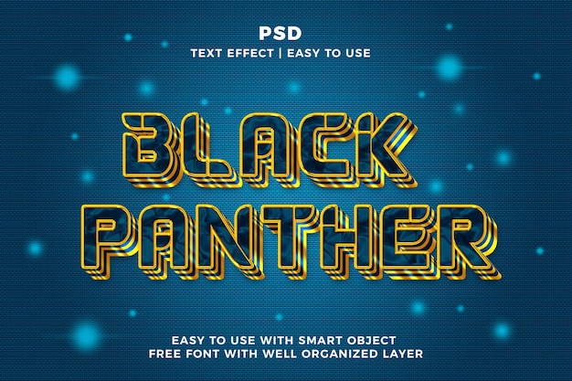 PSD black panther 3d bewerkbare tekst effect stijl psd met achtergrond