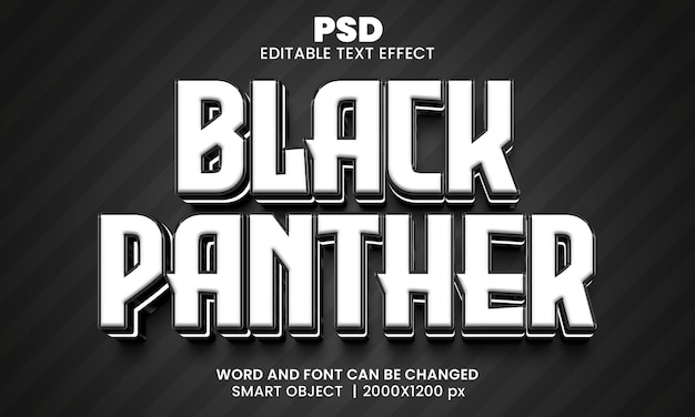 Black Panther 3d editable photoshop text effect style with background