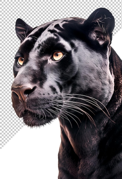 PSD black panther head portrait with isolated background