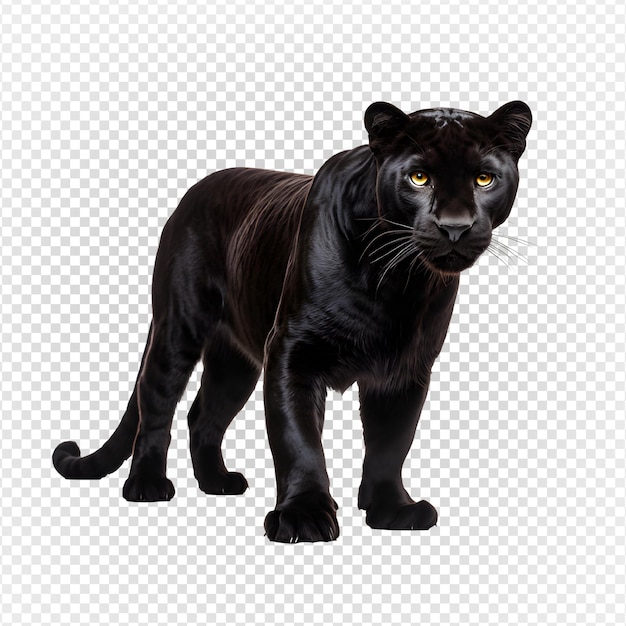 PSD 透明な背景に隔離された黒いパンサー 大きな黒い猫が目を凝らした png generative ai